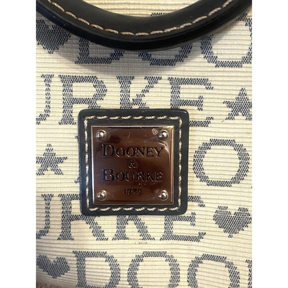 Dooney & Bourke Signature Jacquard Satchel Cream Leather Trim Shoulder Bag Y2K - Picture 7 of 16